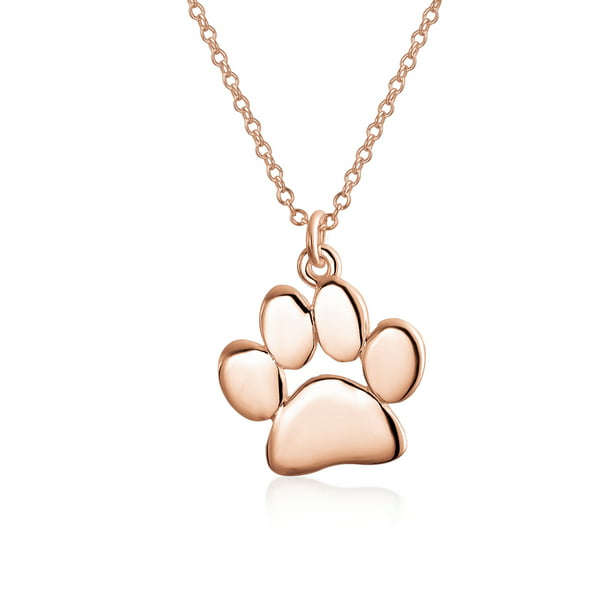 Solid 14k Rose Gold Bear Paw Print Pendant Necklace 